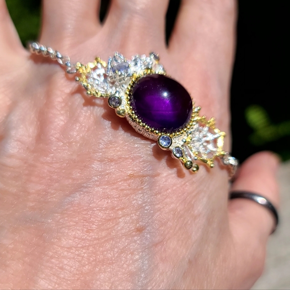 NEW Amethyst & Tanzanite 🕷 sterling spider & web bracelet - Picture 9 of 11